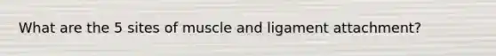 What are the 5 sites of muscle and ligament attachment?