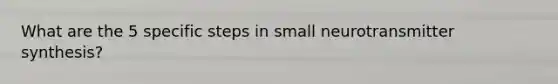 What are the 5 specific steps in small neurotransmitter synthesis?