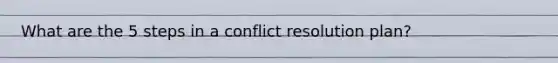 What are the 5 steps in a conflict resolution plan?