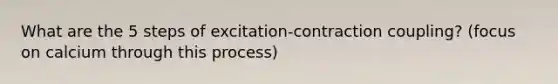 What are the 5 steps of excitation-contraction coupling? (focus on calcium through this process)