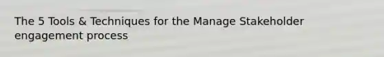 The 5 Tools & Techniques for the Manage Stakeholder engagement process