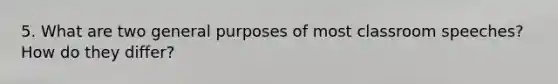 5. What are two general purposes of most classroom speeches? How do they differ?