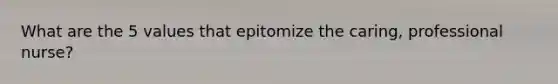 What are the 5 values that epitomize the caring, professional nurse?