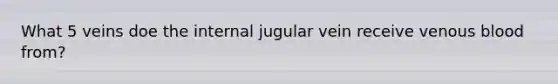 What 5 veins doe the internal jugular vein receive venous blood from?