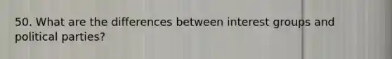 50. What are the differences between interest groups and political parties?