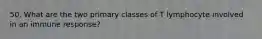 50. What are the two primary classes of T lymphocyte involved in an immune response?