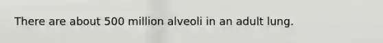 There are about 500 million alveoli in an adult lung.​