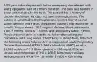 A 50-year-old male presents to the emergency department with sharp epigastric pain of 7 hours duration. The pain was sudden in onset and radiates to the back. The patient has a history of chronic alcoholism. He does not take any medications. The patient is admitted to the hospital and given 1 liter of normal saline. Several hours later, the patient appears markedly short of breath. Temperature is 36.9 degrees Celsius, blood pressure is 130/75 mmHg, pulse is 110/min, and respiratory rate is 33/min. Physical examination is notable for labored breathing and crackles at both lung bases. Chest X-ray is shown here. Which of the following would help confirm a diagnosis of Acute Respiratory Distress Syndrome (ARDS) A White blood cell (WBC) count > 18,000 cells/mm^3 B Blood glucose > 220 mg/dL C Serum lactate dehydrogenase (LDH) > 400 D Pulmonary capillary wedge pressure (PCWP) < 18 mmHg E PaO2 < 60 mmHg