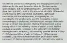 50-year-old woman easy fatigability and dragging sensation in abdomen for the past 5 months. Afebrile. She has marked splenomegaly, but no lymphadenopathy. Laboratory studies show her total WBC count is 250,000/mm3 with WBC differential count showing 68% segmented neutrophils, 11% band neutrophils, 6% metamyelocytes, 5% myelocytes, 5% myeloblasts, 3% lymphocytes, and 2% monocytes. A bone marrow biopsy is performed, and karyotypic analysis of the cells reveals a t(9;22) translocation. Medical treatment with a drug having which of the following modes of action is most likely to produce a complete remission in this patient? □ (A) Antibody binding to ERB-2 receptor □ (B) Inhibiting tyrosine kinase activity □ (C) Selective killing of cells in S phase □ (D) Activating caspases □ (E) Preventing translocation of β-catenin to the nucleus □ (F) Delivering normal p53 into cells with viral vectors