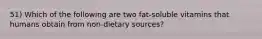 51) Which of the following are two fat-soluble vitamins that humans obtain from non-dietary sources?