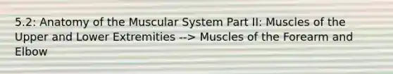 5.2: Anatomy of the Muscular System Part II: Muscles of the Upper and Lower Extremities --> Muscles of the Forearm and Elbow