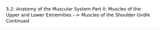 5.2: Anatomy of the Muscular System Part II: Muscles of the Upper and Lower Extremities --> Muscles of the Shoulder Girdle Continued