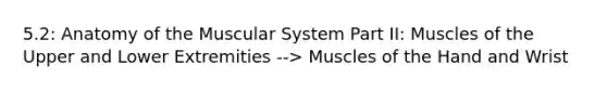 5.2: Anatomy of the Muscular System Part II: Muscles of the Upper and Lower Extremities --> Muscles of the Hand and Wrist