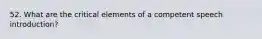 52. What are the critical elements of a competent speech introduction?