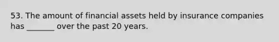 53. The amount of financial assets held by insurance companies has _______ over the past 20 years.