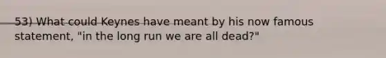 53) What could Keynes have meant by his now famous statement, "in the long run we are all dead?"