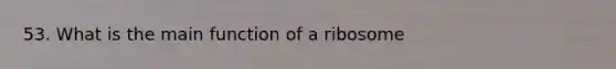 53. What is the main function of a ribosome