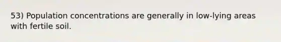 53) Population concentrations are generally in low-lying areas with fertile soil.