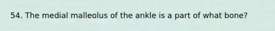 54. The medial malleolus of the ankle is a part of what bone?