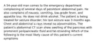 A 54-year-old man comes to the emergency department complaining of several days of persistent abdominal pain. He also complains of nausea, vomiting, low-grade fever, and appetite loss. He does not drink alcohol. The patient is being treated for seizure disorder; his last seizure was 3 months ago. Chest and abdominal x-rays reveal no abnormalities. The patient's abdominal CT scan show swelling of the pancreas with prominent peripancreatic fluid and fat-stranding Which of the following Is the most likely cause of this patient's current symptoms