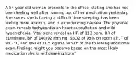 A 54-year-old woman presents to the office, stating she has not been feeling well after running out of her medication yesterday. She states she is having a difficult time sleeping, has been feeling more anxious, and is experiencing nausea. The physical exam reveals tachycardia on heart auscultation and mild hyperreflexia. Vital signs reveal an HR of 113 bpm, RR of 21/minute, BP of 140/92 mm Hg, SpO2 of 98% on room air, T of 98.7°F, and BMI of 21.5 kg/m2. Which of the following additional exam findings might you observe based on the most likely medication she is withdrawing from?