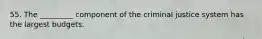 55. The _________ component of the criminal justice system has the largest budgets.