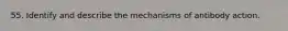 55. Identify and describe the mechanisms of antibody action.