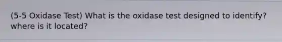 (5-5 Oxidase Test) What is the oxidase test designed to identify? where is it located?