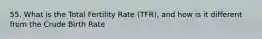 55. What is the Total Fertility Rate (TFR), and how is it different from the Crude Birth Rate