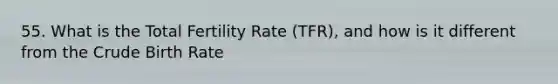 55. What is the Total Fertility Rate (TFR), and how is it different from the Crude Birth Rate