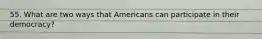 55. What are two ways that Americans can participate in their democracy?