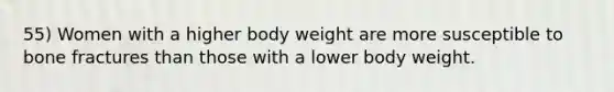 55) Women with a higher body weight are more susceptible to bone fractures than those with a lower body weight.