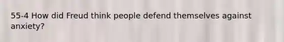 55-4 How did Freud think people defend themselves against anxiety?