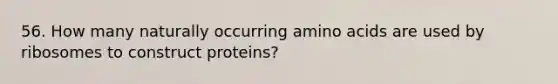 56. How many naturally occurring amino acids are used by ribosomes to construct proteins?