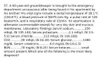 57. A 60-year-old groundskeeper is brought to the emergency department unconscious after being found in his apartment by his brother. His vital signs include a rectal temperature of 38.1°C (100.6°F), a blood pressure of 96/70 mm Hg, a pulse rate of 128 beats/min, and a respiratory rate of 15/min. An examination is otherwise unremarkable except for very dry skin and mucous membranes. Laboratory Findings Serum sodium............150 mEq/L (N 135-145) Serum potassium............3.1 mEq/L (N 3.5-5.0) Serum chloride............112 mEq/L (N 100-108) CO2............26 mEq/L (N 24-30) Serum glucose............1080 mg/dL Serum creatinine............4.0 mg/dL (N 0.6-1.5) BUN............70 mg/dL (N 8-25) Serum ketones............small amount present Which one of the following is the most likely diagnosis?