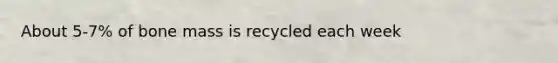 About 5-7% of bone mass is recycled each week