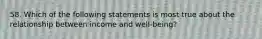 58. Which of the following statements is most true about the relationship between income and well-being?