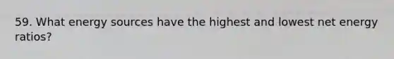 59. What energy sources have the highest and lowest net energy ratios?