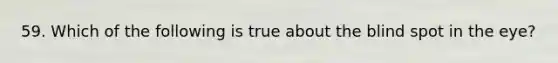 59. Which of the following is true about the blind spot in the eye?