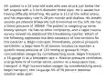 59. patient is a 24-year-old male who was struck just below the left scapula with a 3-inch-diameter metal pipe. He is awake but having difficulty breathing. His pulse is 112 at the radial artery, and his respiratory rate is 28 per minute and shallow. His breath sounds are present bilaterally but diminished on the left. He has a blood pressure of 108/68. The patient is coughing up some bloody sputum. He has no other complaints, and a rapid trauma survey reveals no additional life-threatening injuries. Which of the following represents the best sequence of interventions for this patient? a. Begin transport immediately, positive pressure ventilation, a large-bore IV of isotonic solution to maintain a systolic blood pressure of 120 mmHg or greater b. High-concentration oxygen by nonrebreathing mask, begin transport, a 16-gauge IV at a keepopen rate c. Positive-pressure ventilation, a large-bore IV of normal saline solution at a keep-open rate, transport d. High-concentration oxygen by nonrebreathing mask, begin transport, two 14-gauge IVs of 50 percent dextrose solution wide open