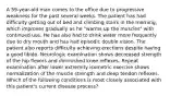 A 59-year-old man comes to the office due to progressive weakness for the past several weeks. The patient has had difficulty getting out of bed and climbing stairs in the morning, which improves gradually as he "warms up the muscles" with continued use. He has also had to drink water more frequently due to dry mouth and has had episodic double vision. The patient also reports difficulty achieving erections despite having a good libido. Neurologic examination shows decreased strength of the hip flexors and diminished knee reflexes. Repeat examination after lower extremity isometric exercise shows normalization of the muscle strength and deep tendon reflexes. Which of the following conditions is most closely associated with this patient's current disease process?