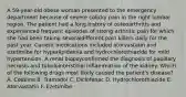 A 59-year-old obese woman presented to the emergency department because of severe colicky pain in the right lumbar region. The patient had a long history of osteoarthritis and experienced frequent episodes of strong arthritic pain for which she had been taking severaldifferent pain killers daily for the past year. Current medications included atorvastatin and ezetimibe for hyperlipidemia and hydrochlorothiazide for mild hypertension. A renal biopsyconfirmed the diagnosis of papillary necrosis and tubulointerstitial inflammation of the kidney. Which of the following drugs most likely caused the patient's disease? A. Codeine B. Tramadol C. Diclofenac D. Hydrochlorothiazide E. Atorvastatin F. Ezetimibe