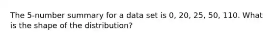 The 5-number summary for a data set is 0, 20, 25, 50, 110. What is the shape of the distribution?