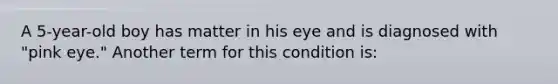 A 5-year-old boy has matter in his eye and is diagnosed with "pink eye." Another term for this condition is: