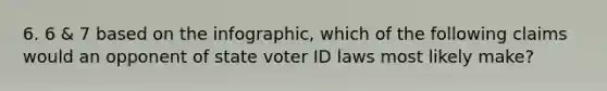 6. 6 & 7 based on the infographic, which of the following claims would an opponent of state voter ID laws most likely make?