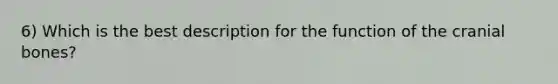 6) Which is the best description for the function of the cranial bones?