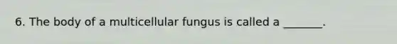 6. The body of a multicellular fungus is called a _______.