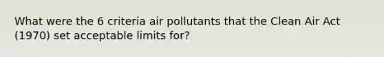 What were the 6 criteria air pollutants that the Clean Air Act (1970) set acceptable limits for?