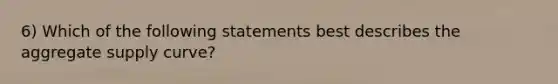 6) Which of the following statements best describes the aggregate supply curve?