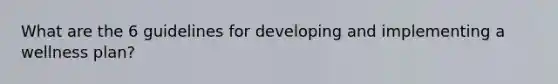 What are the 6 guidelines for developing and implementing a wellness plan?